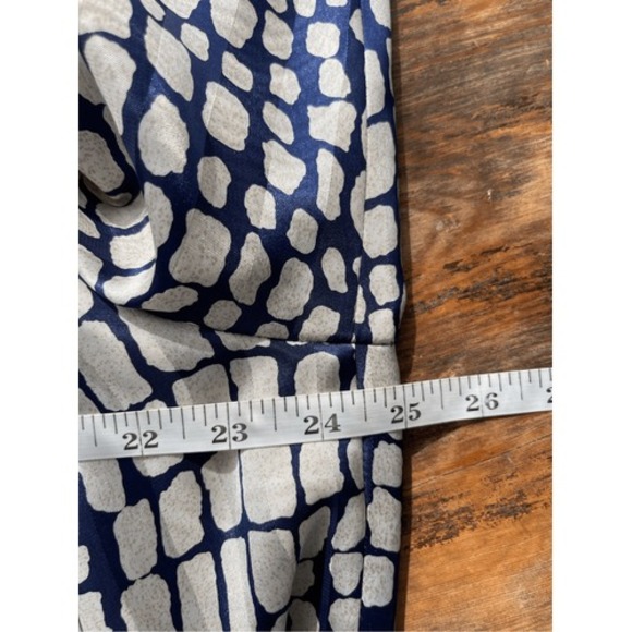 80s Vintage Da-Rue of California Dress Blue White Abstract Pleated Size 14 - Picture 5 of 11